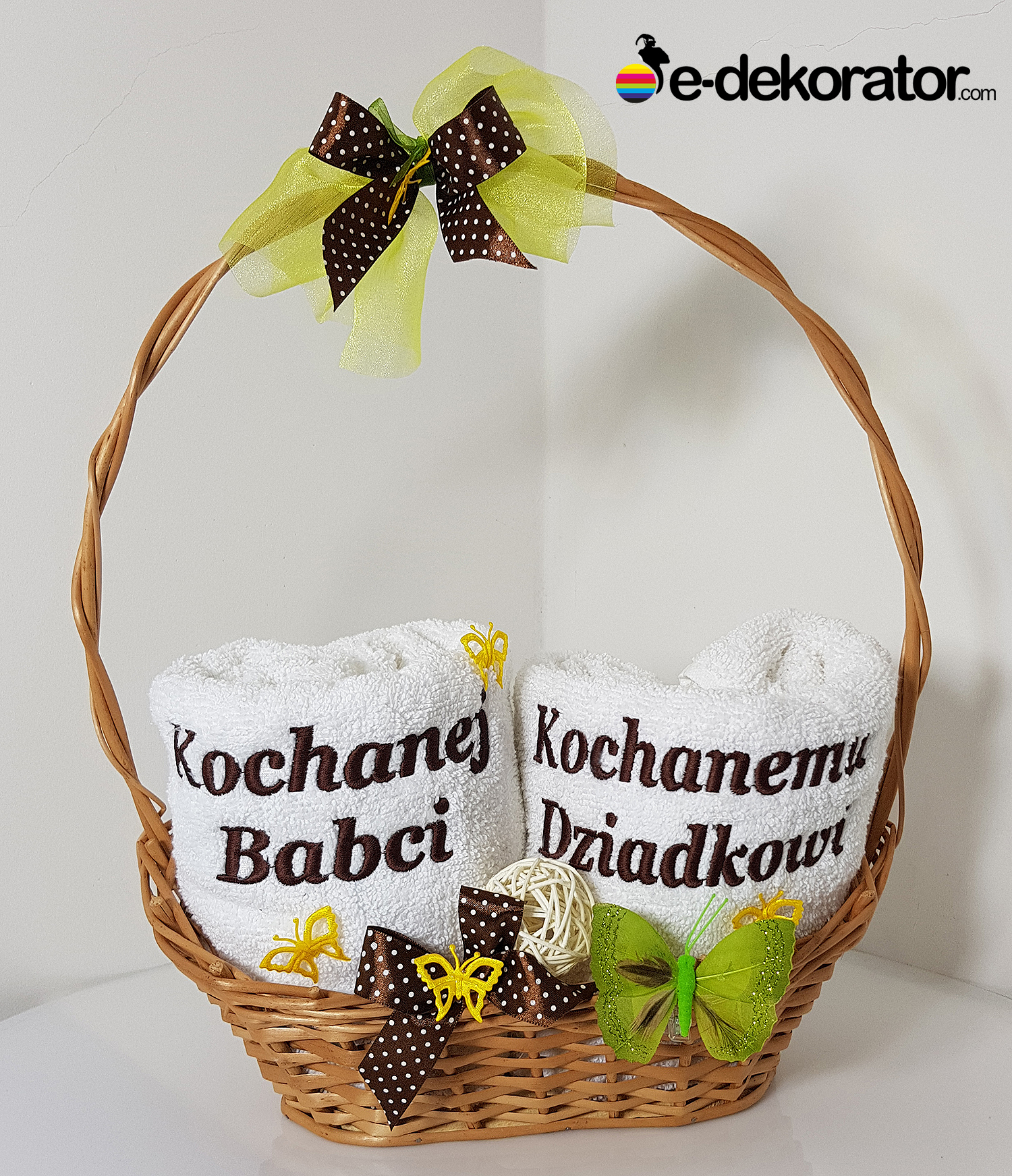 KOSZ GRAND zestaw ręczników z haftem - Kochanej Babci - Kochanemu Dziadkowi 2x50x100cm